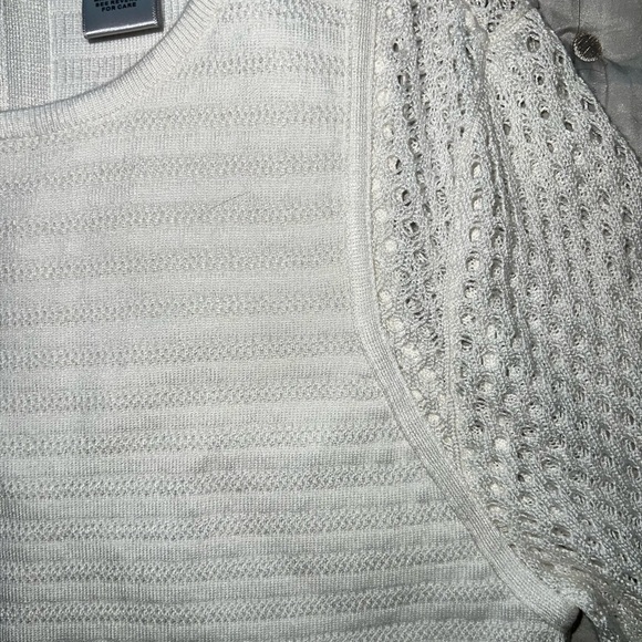 Cache White Ribbed Sheath Dress with Dolman Sleeves, Size Medium NWOT - Picture 6 of 10